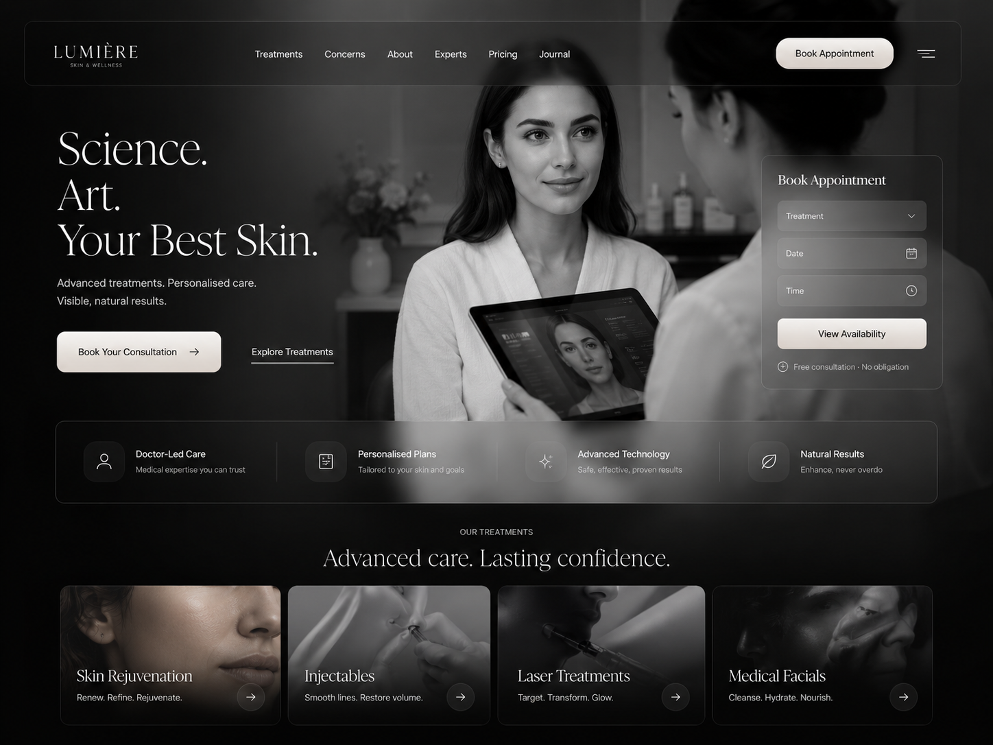 Skin & Wellness Booking Website